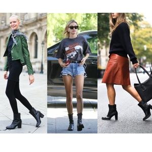 Stunning Retro Black Polished Leather Heeled Boots